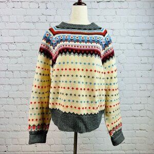 Vintage 70s Ballonoff Fair Aisle Wool Knit Cream Ski Sweater